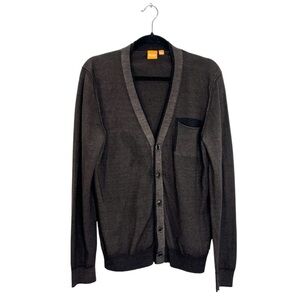 Hugo Boss Orange Label brown black lightweight cardigan sweater L